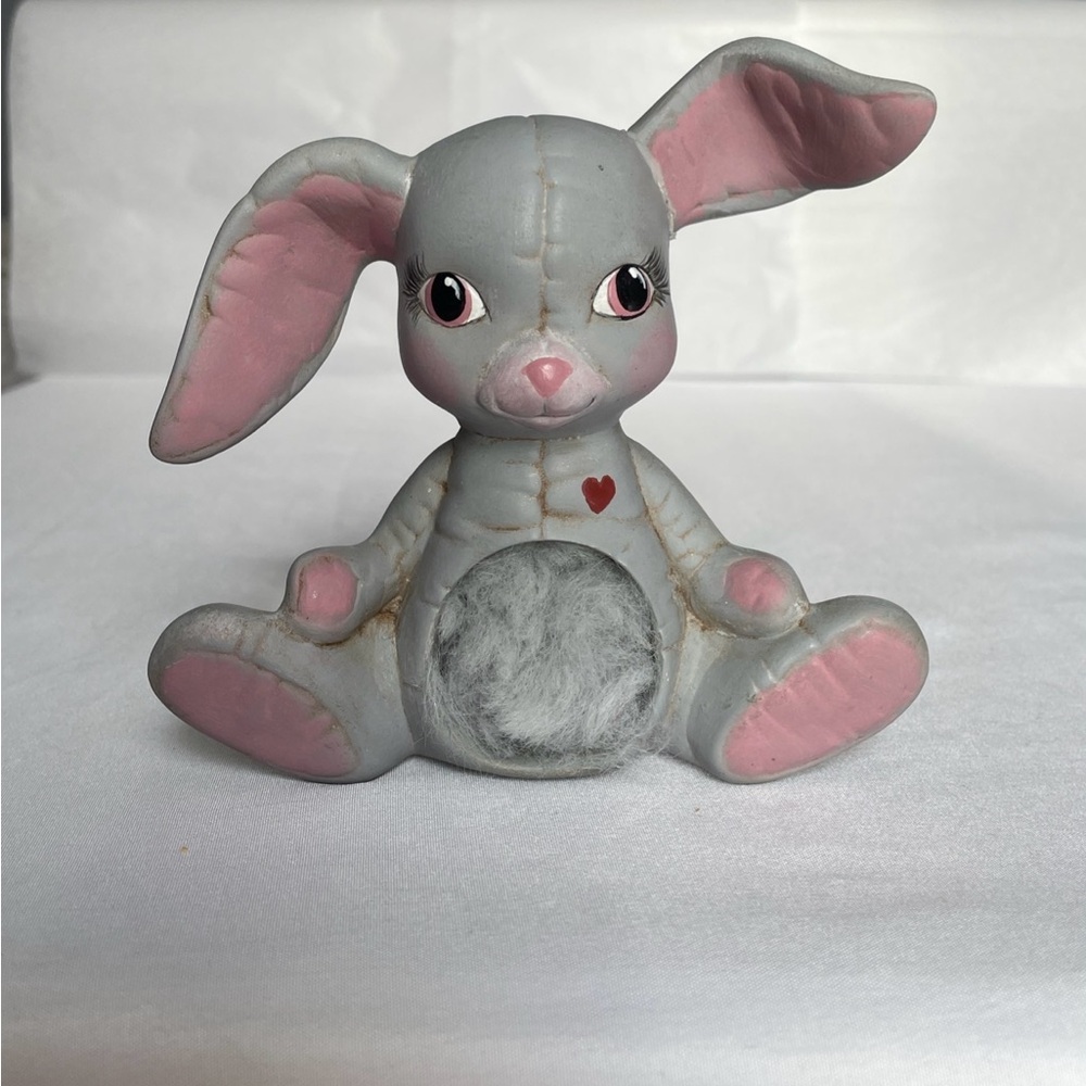 Vintage Easter Bunny Push Music Box In Belly Plays Easter Parade Hand Painted.